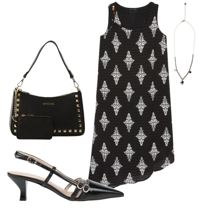 Outfit donna - Total look #2422077. Stile Basic per Ufficio. Abbinamento con décolleté, borse a spalla, ciondoli, vestiti asimmetrici.
