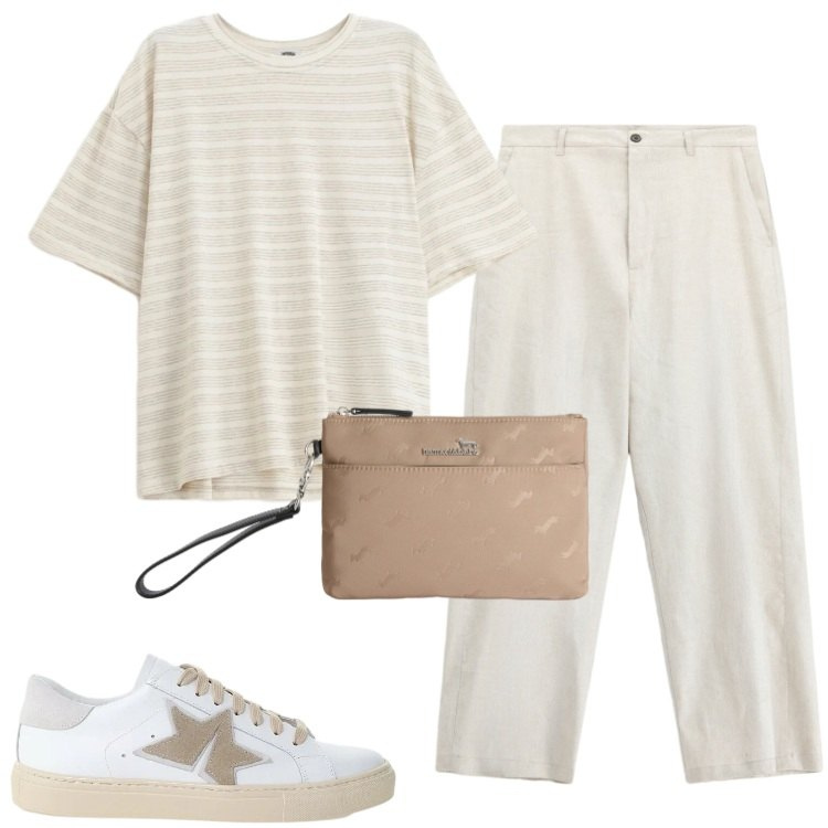 Outfit uomo - Total look #2422080. Stile Trendy per Mare. Abbinamento con borse sportive, t-shirt, sneakers, pantaloni.