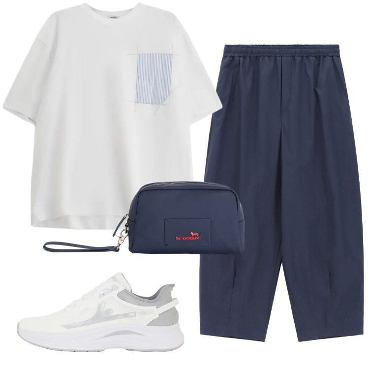 Outfit uomo - Total look #2422081. Stile Trendy per Tutti i giorni. Abbinamento con borse sportive, sneakers, pantaloni, t-shirt.