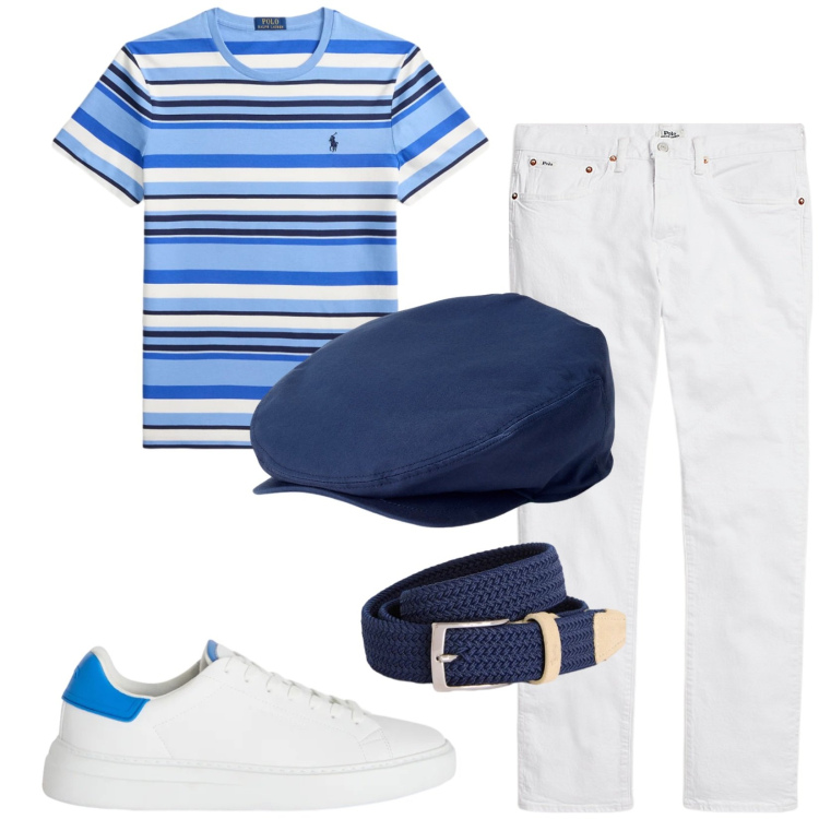Outfit uomo - Total look #2422132. Stile Trendy per Tutti i giorni. Abbinamento con sneakers, cinture, cappelli, t-shirt, jeans.