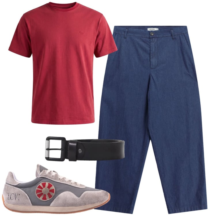 Outfit uomo - Total look #2422215. Stile Casual per Tutti i giorni. Abbinamento con t-shirt, sneakers, cinture, jeans.