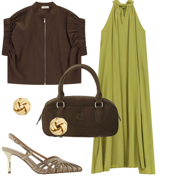 Outfit donna - Serata. Stile Casual chic per Serata fuori. Abbinamento con orecchini, décolleté, vestiti lunghi, cappotti, bomber.