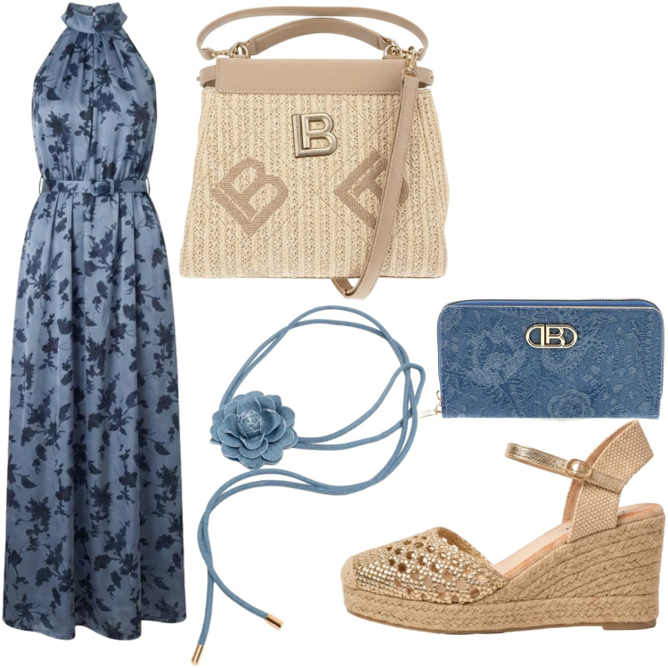 Outfit donna - Summer style. Stile Bon Ton per Tutti i giorni. Abbinamento con vestiti lunghi, cinture, espadrillas, portafogli, borse a tracolla.