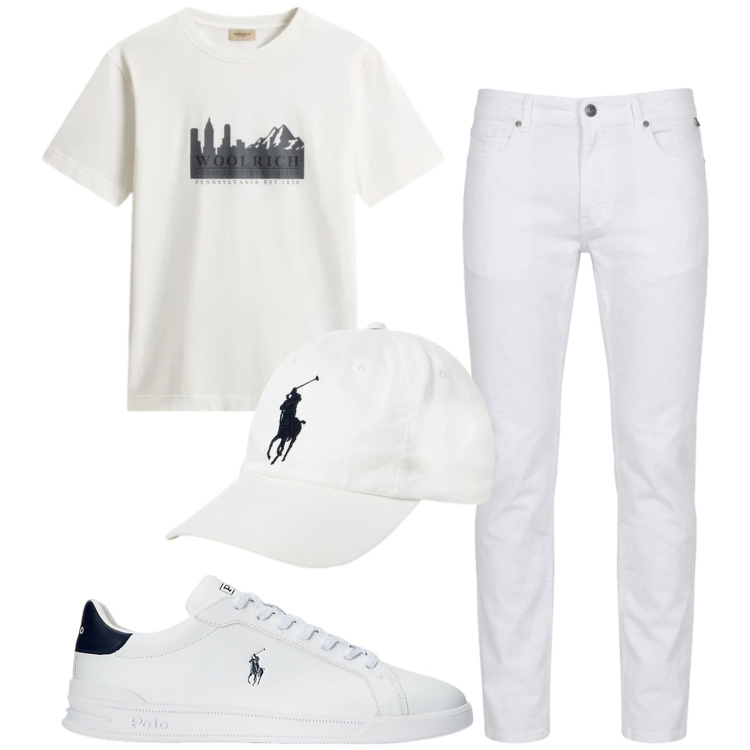 Outfit uomo - Total look #2422270. Stile Casual per Tutti i giorni. Abbinamento con pantaloni, t-shirt, sneakers, cappelli con visiera.