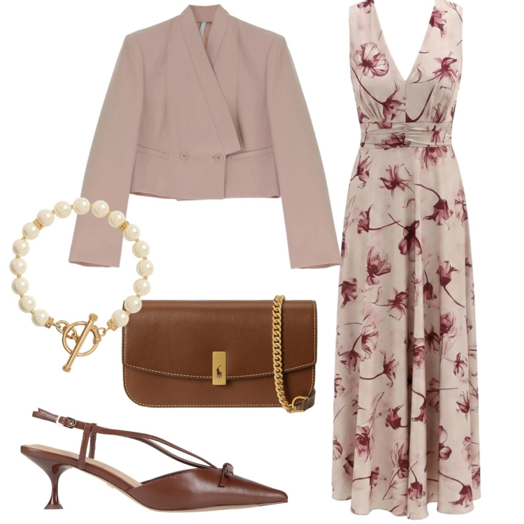 Outfit donna - Total look #2422353. Stile Chic per Serata fuori. Abbinamento con décolleté, blazer, vestiti lunghi, clutch, collane.