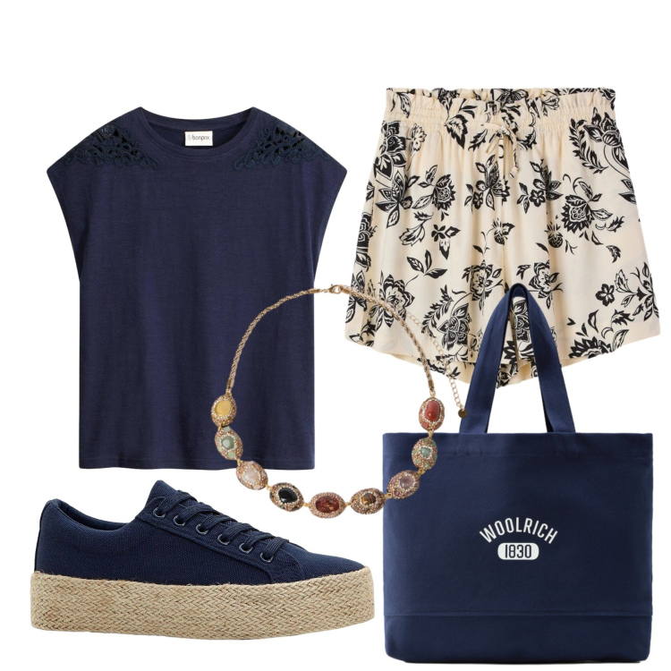 Outfit donna - Total look #2422404. Stile Minimal per Mare. Abbinamento con canottiere, sneakers, shorts, borse tote, collane.