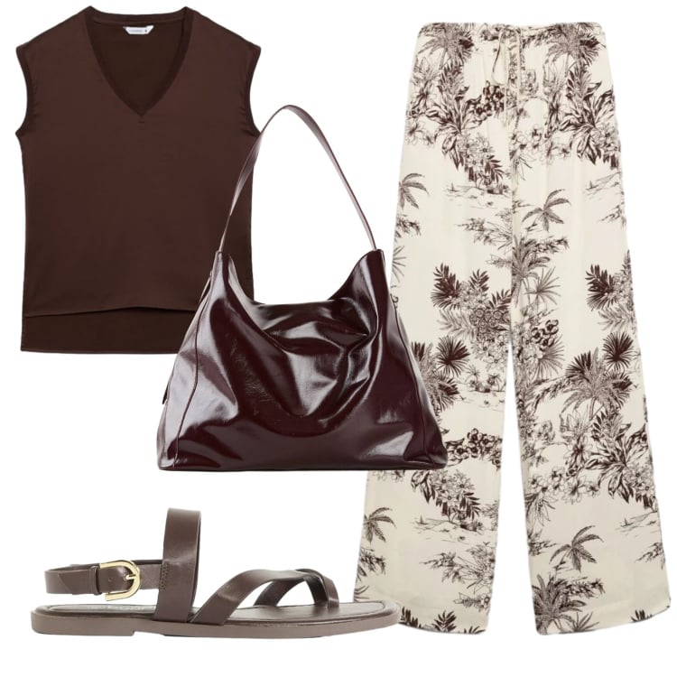 Outfit donna - Total look #2422561. Stile Basic per Tutti i giorni. Abbinamento con sandali, shopping bag, top, pantaloni.