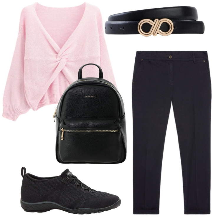 Outfit donna - Total look #2422564. Stile Basic per Ufficio. Abbinamento con sneakers, cinture, zaini, cardigans, pantaloni chino.