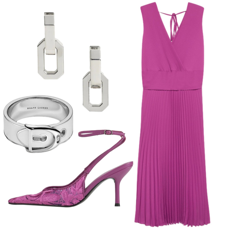 Outfit donna - Total look #2422568. Stile Chic per Serata fuori. Abbinamento con décolleté, vestiti lunghi, orecchini, anelli.