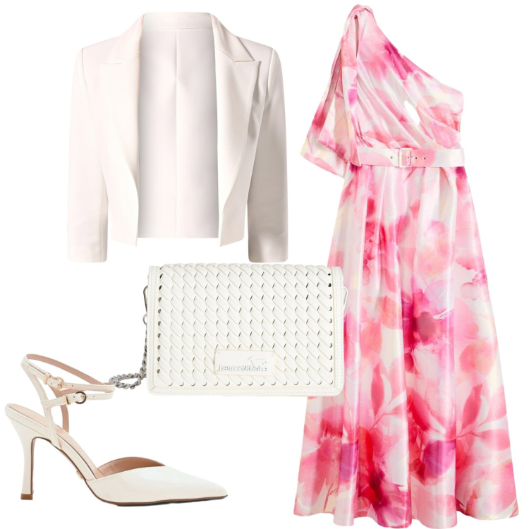 Outfit donna - Total look #2422572. Stile Chic per Cerimonia. Abbinamento con vestiti asimmetrici, borse a tracolla, blazer, décolleté.