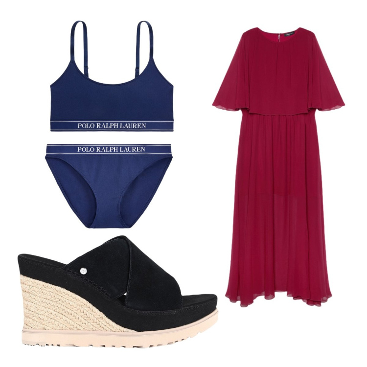 Outfit donna - Giugno. Stile Basic per Tutti i giorni. Abbinamento con espadrillas, vestiti lunghi, reggiseni, culotte.