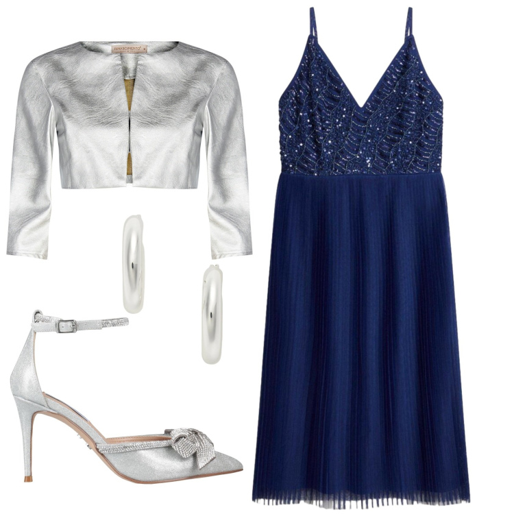 Outfit donna - Total look #2422669. Stile Chic per Serata fuori. Abbinamento con décolleté, vestiti midi/longuette, bolero, orecchini.