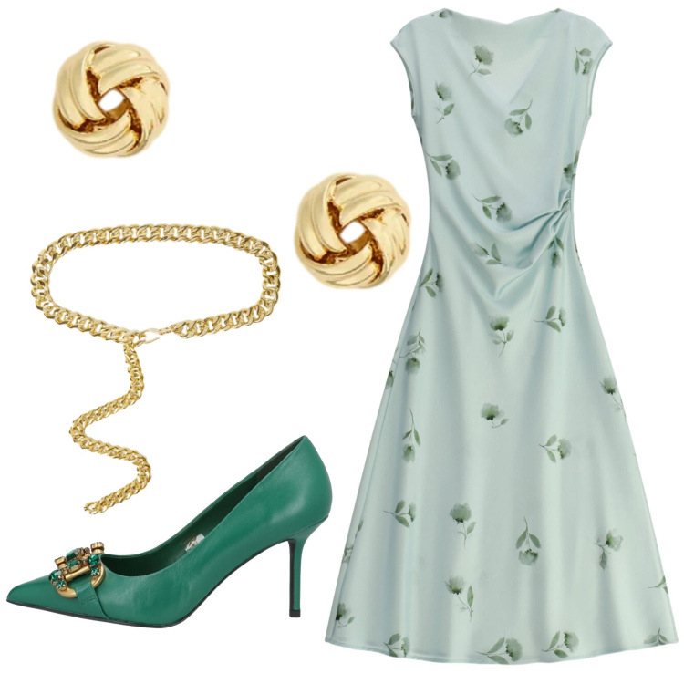 Outfit donna - Total look #2422672. Stile Basic per Serata fuori. Abbinamento con décolleté, vestiti midi/longuette, cinture, orecchini.