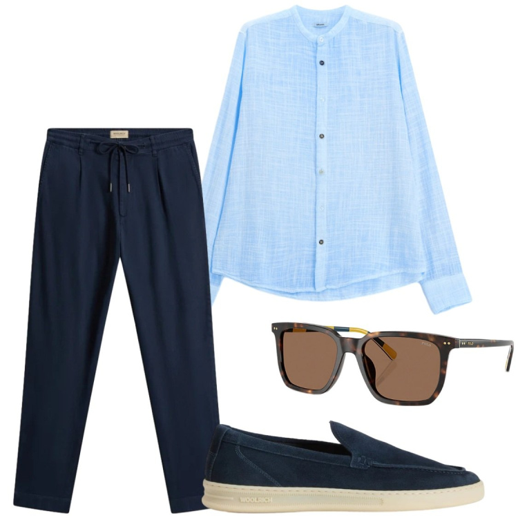 Outfit uomo - Cene estive in lino. Stile Trendy per Serata speciale. Abbinamento con scarpe stringate, pantaloni, occhiali da sole, camicie.