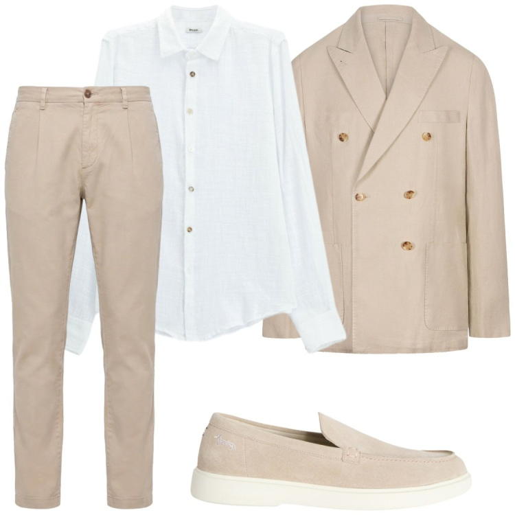 Outfit uomo - Completo in lino per evento estivo. Stile Business/Elegante per Serata speciale. Abbinamento con pantaloni, scarpe stringate, giacche, camicie.