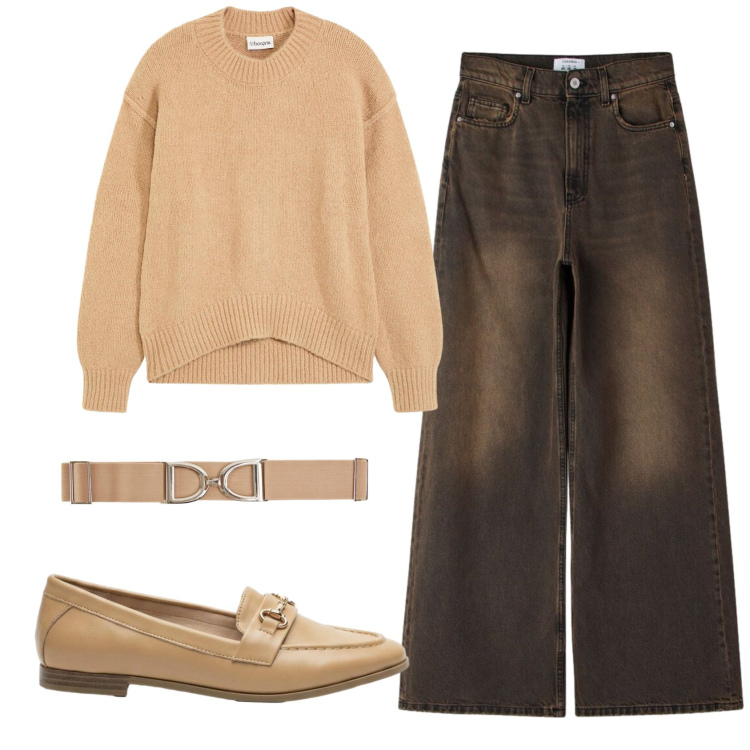 Outfit donna - Total look #2422723. Stile Casual per Tutti i giorni. Abbinamento con maglieria, mocassini, cinture, jeans.