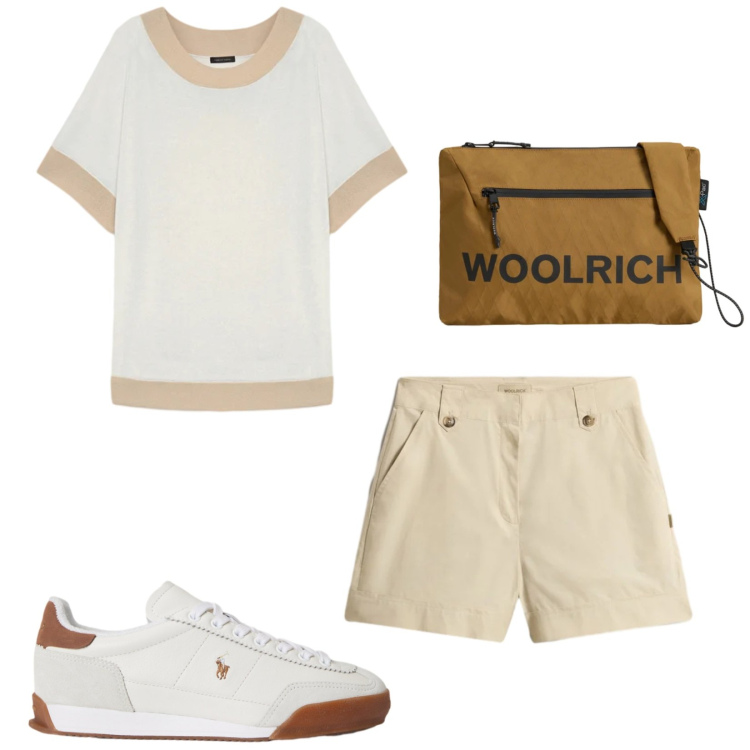 Outfit donna - Total look #2422757. Stile Casual per Tutti i giorni. Abbinamento con borse a tracolla, pantaloni corti, t-shirt, sneakers.