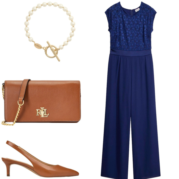 Outfit donna - Total look #2422766. Stile Chic per Cerimonia. Abbinamento con tute, borse a mano, décolleté, braccialetti.