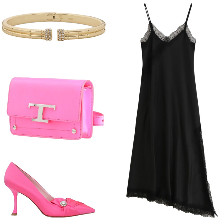 Outfit donna - Total look #2422767. Stile Glamour per Serata fuori. Abbinamento con décolleté, marsupi, vestiti lunghi, braccialetti.