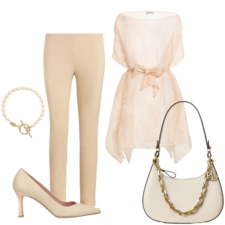 Outfit donna - Total look #2422782. Stile Glamour per Serata fuori. Abbinamento con top, décolleté, pantaloni skinny, borse a spalla, braccialetti.