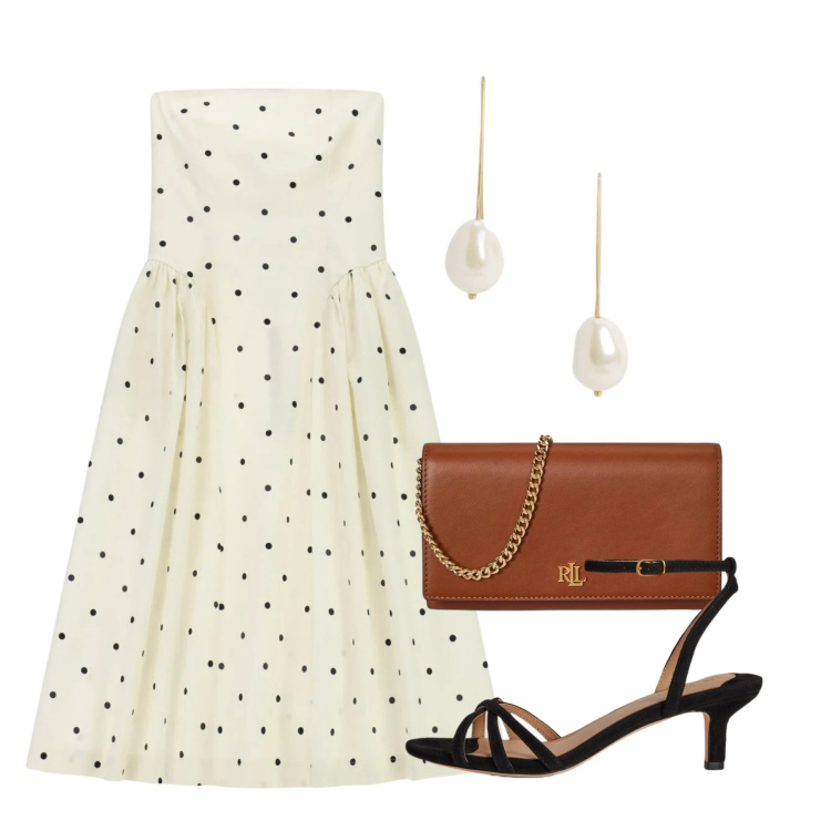 Outfit donna - Eleganza curvy per le sere di giugno - F. Stile Chic per Serata fuori. Abbinamento con vestiti midi/longuette, borse a tracolla, sandali col tacco, orecchini.