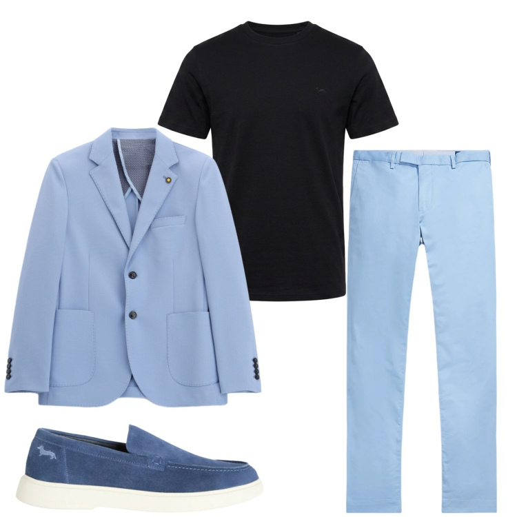 Outfit uomo - Total look #2422859. Stile Trendy per Serata speciale. Abbinamento con t-shirt, scarpe stringate, pantaloni, giacche.