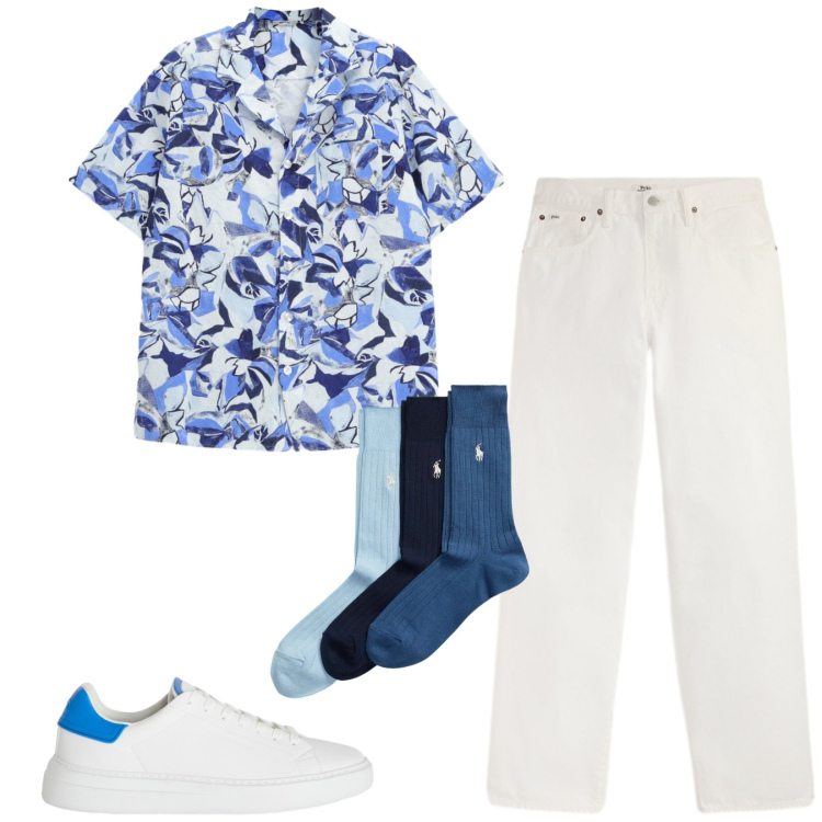 Outfit uomo - Total look #2422862. Stile Casual per Tutti i giorni. Abbinamento con sneakers, jeans, calzini, camicie a manica corta.