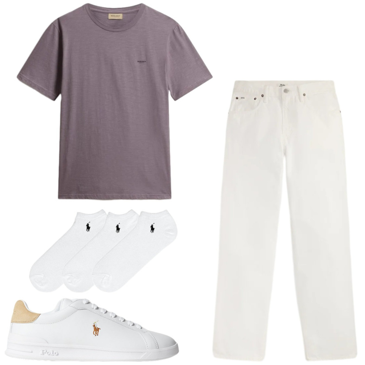 Outfit uomo - Total look #2422964. Stile Casual per Tutti i giorni. Abbinamento con t-shirt, calzini, sneakers, jeans.