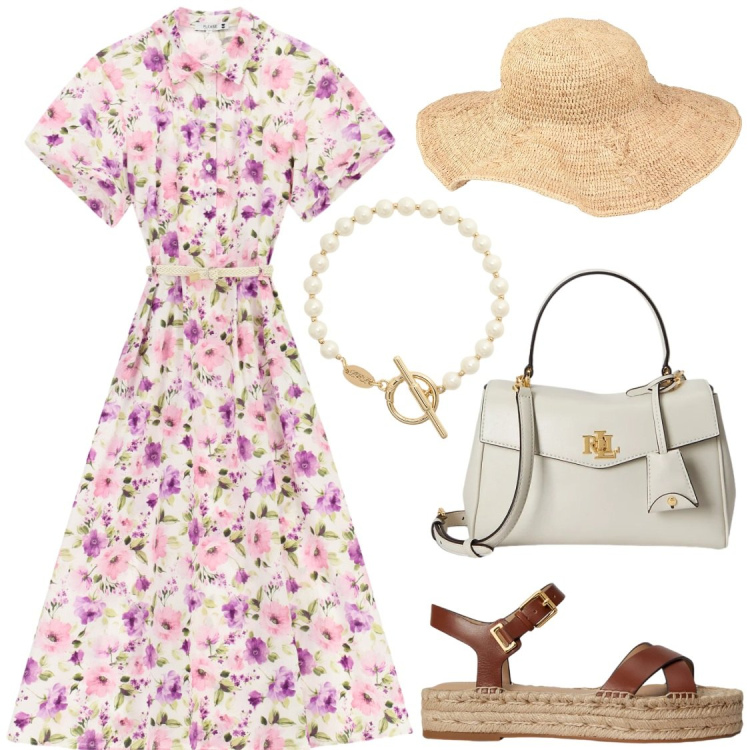 Outfit donna - Romanticismo cancerino. Stile Romantica per Tutti i giorni. Abbinamento con cappelli, vestiti midi/longuette, braccialetti, espadrillas, borse a mano.