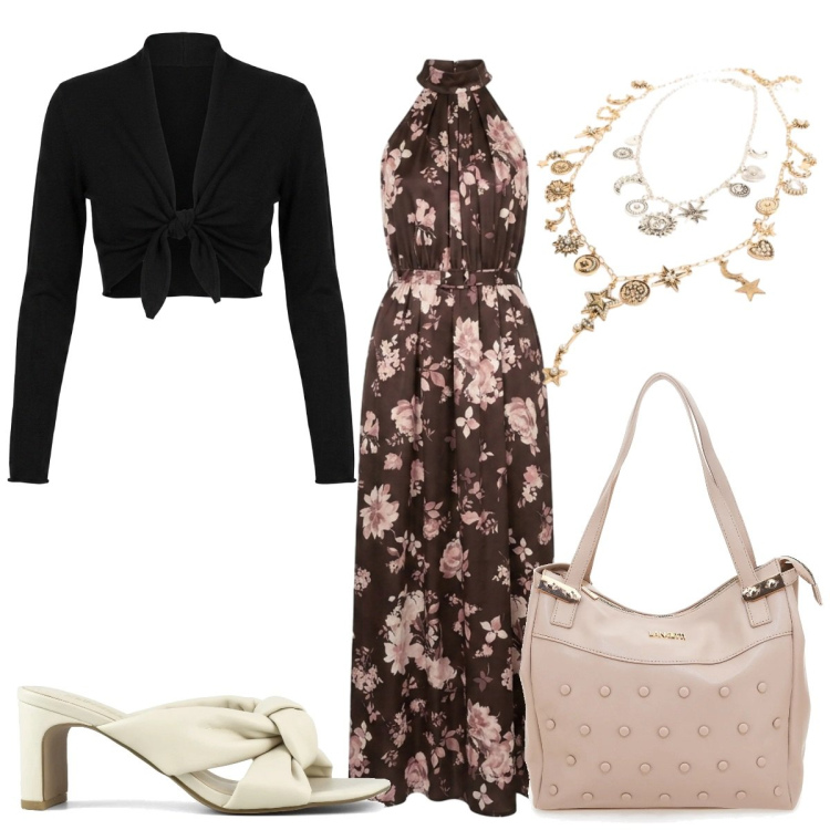 Outfit donna - Nuna: cerimonia d\'estate. Stile Boho per Cerimonia. Abbinamento con vestiti lunghi, top, ciondoli, sandali col tacco, shopping bag.
