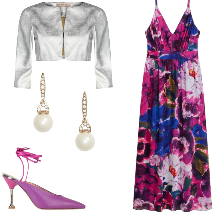 Outfit donna - Total look #2423022. Stile Glamour per Serata fuori. Abbinamento con décolleté, vestiti, bolero, orecchini.