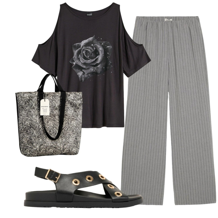 Outfit donna - Total look #2423142. Stile Basic per Ufficio. Abbinamento con pantaloni, maglieria, sandali, borse tote.