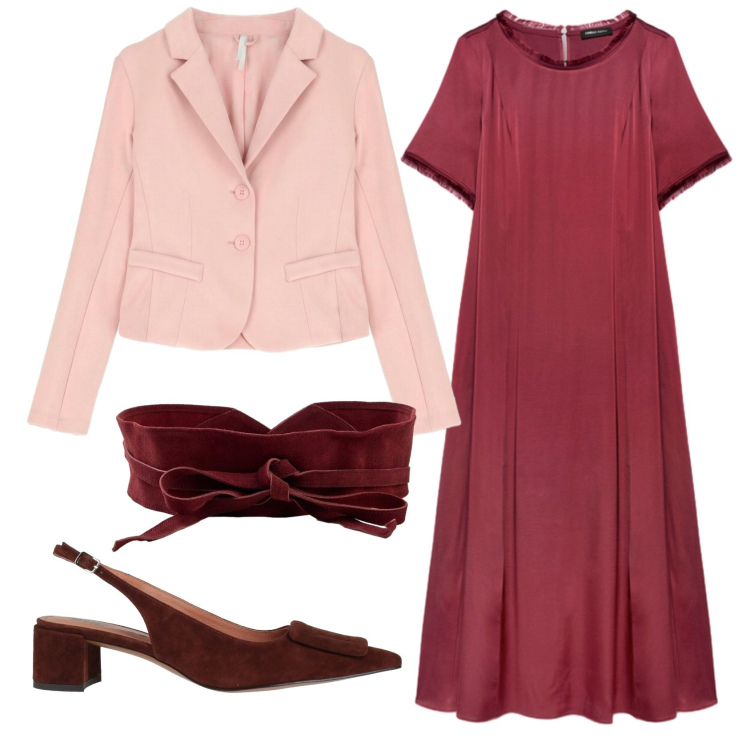 Outfit donna - Total look #2423209. Stile Trendy per Serata fuori. Abbinamento con décolleté, cinture, blazer, vestiti lunghi.