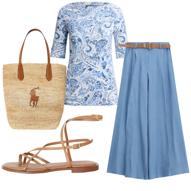 Outfit donna - Total look #2423245. Stile Casual chic per Tutti i giorni. Abbinamento con sandali in pelle, jeans, borse tote, t-shirt.