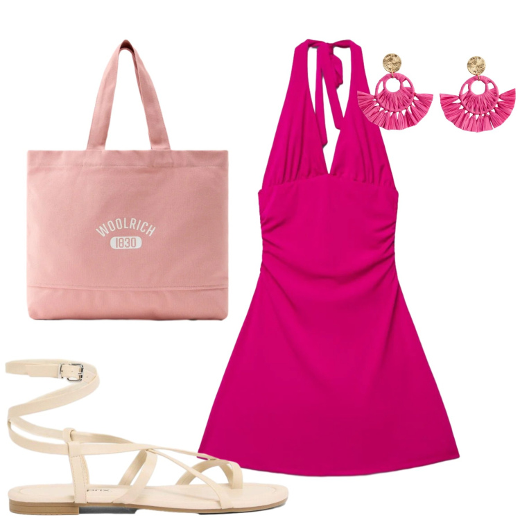 Outfit donna - Total look #2423376. Stile Urban per Tutti i giorni. Abbinamento con orecchini, sandali, vestiti corti, borse tote.