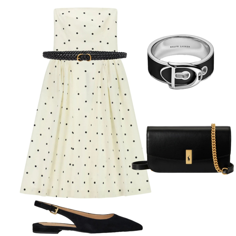 Outfit donna - Total look #2423531. Stile Bon Ton per Serata fuori. Abbinamento con vestiti midi/longuette, cinture, clutch, ballerine, anelli.