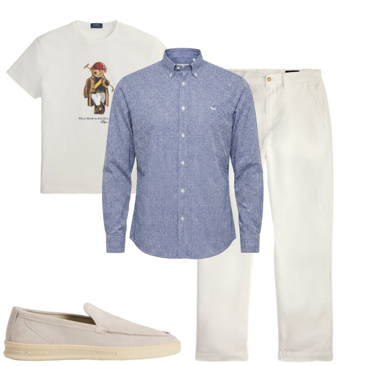 Outfit uomo - Eleganza rilassata. Stile Business/Elegante per Tutti i giorni. Abbinamento con camicie, scarpe stringate, pantaloni, t-shirt.