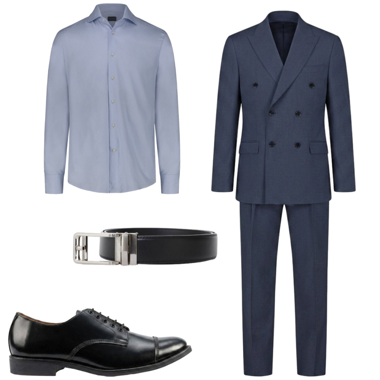 Outfit uomo - Matrimonio. Stile Business/Elegante per Cerimonia. Abbinamento con scarpe stringate, abiti, camicie, cinture.