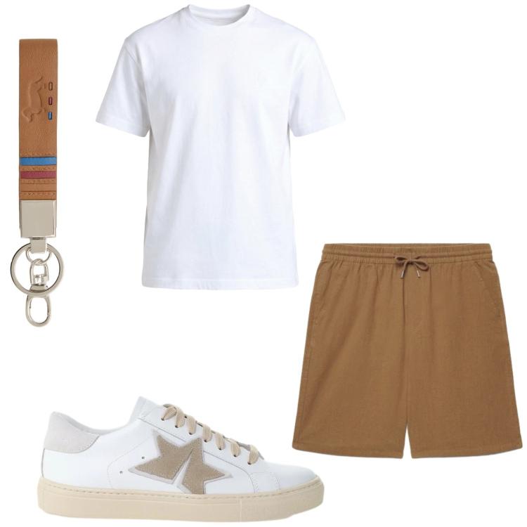 Outfit uomo - Total look #2423667. Stile Casual per Tutti i giorni. Abbinamento con portachiavi, t-shirt, shorts, sneakers.
