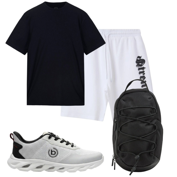 Outfit uomo - Total look #2423683. Stile Casual per Sport. Abbinamento con sneakers, bermuda, borse sportive, t-shirt.