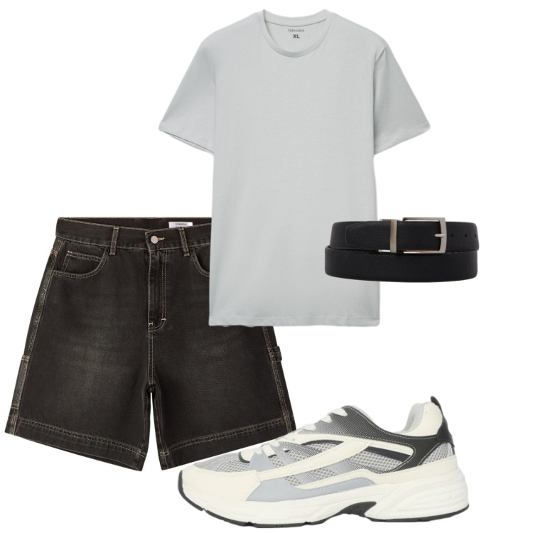 Outfit uomo - Total look #2423688. Stile Casual per Tutti i giorni. Abbinamento con bermuda, sneakers, t-shirt, cinture.