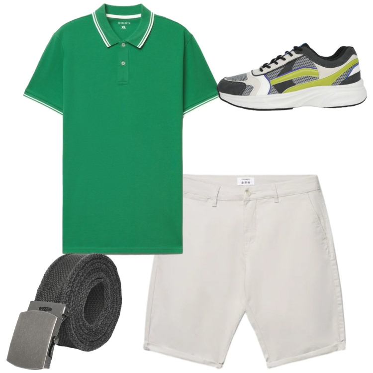 Outfit uomo - Total look #2423703. Stile Casual per Tutti i giorni. Abbinamento con sneakers, polo, shorts, cinture.