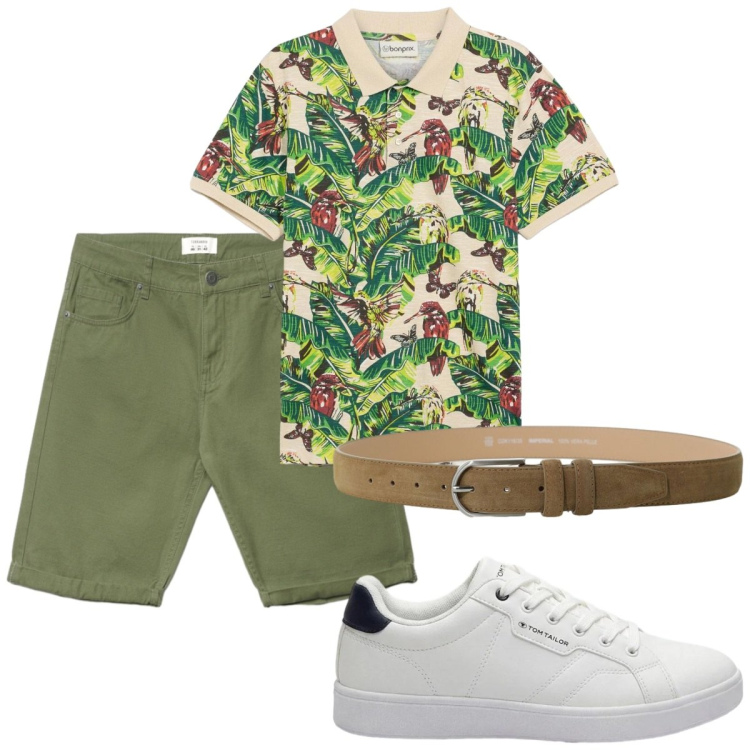 Outfit uomo - Total look #2423705. Stile Casual per Tutti i giorni. Abbinamento con sneakers, polo, bermuda, cinture.