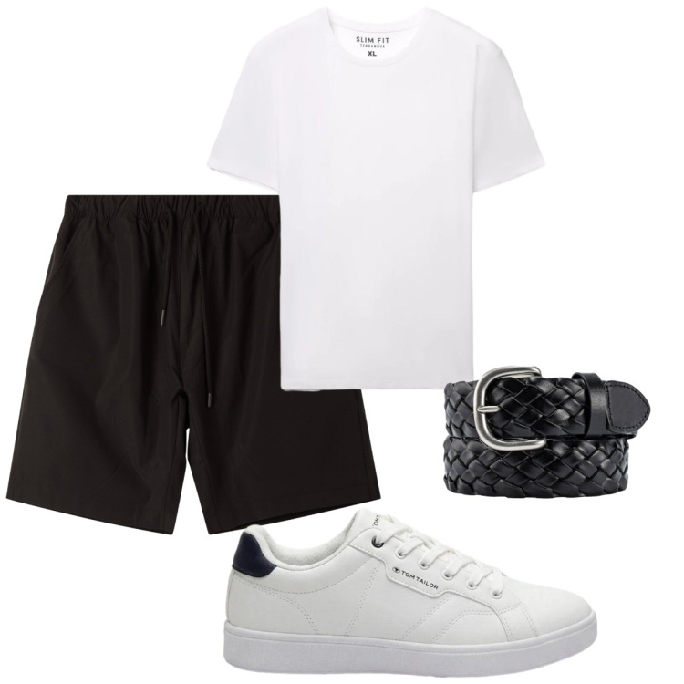 Outfit uomo - Total look #2423727. Stile Casual per Tutti i giorni. Abbinamento con sneakers, bermuda, t-shirt, cinture.