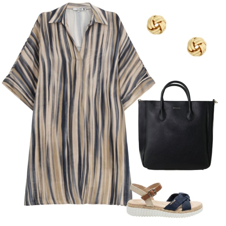 Outfit donna - Total look #2423746. Stile Casual per Tutti i giorni. Abbinamento con sandali, borse a tracolla, vestiti corti, orecchini.