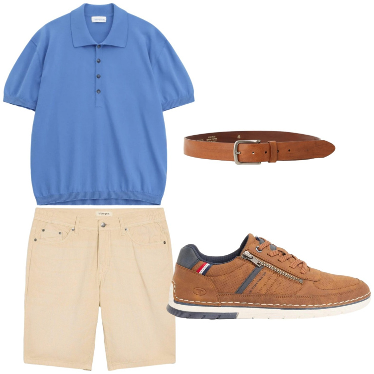 Outfit uomo - Guardaroba leggero. Stile Casual per Tutti i giorni. Abbinamento con sneakers, bermuda, polo, cinture.