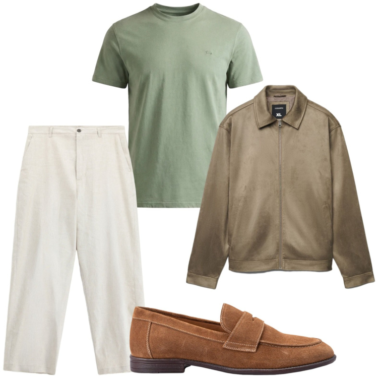 Outfit uomo - Glamour. Stile Trendy per Tutti i giorni. Abbinamento con t-shirt, giacche, scarpe stringate, pantaloni.