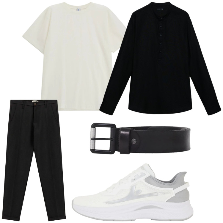 Outfit uomo - Pantaloni slim. Stile Casual per Tutti i giorni. Abbinamento con camicie, sneakers, cinture, t-shirt, pantaloni.
