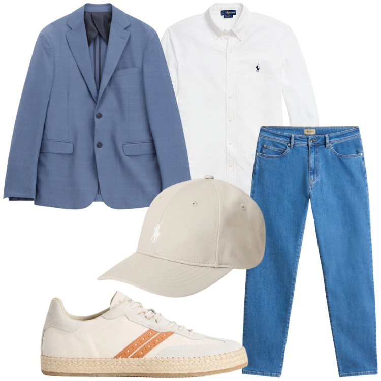 Outfit uomo - Eleganza cromatica. Stile Casual per Tutti i giorni. Abbinamento con pantaloni, sneakers, camicie, cappelli, giacche.