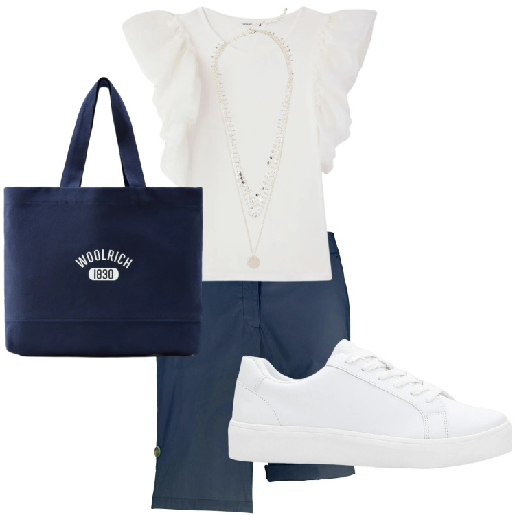 Outfit donna - Total look #2423846. Abbinamento con bermuda, sneakers, collane, t-shirt, borse tote.